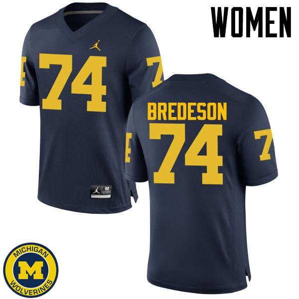 Women's University of Michigan #74 Ben Bredeson Navy NCAA Player Game Jersey